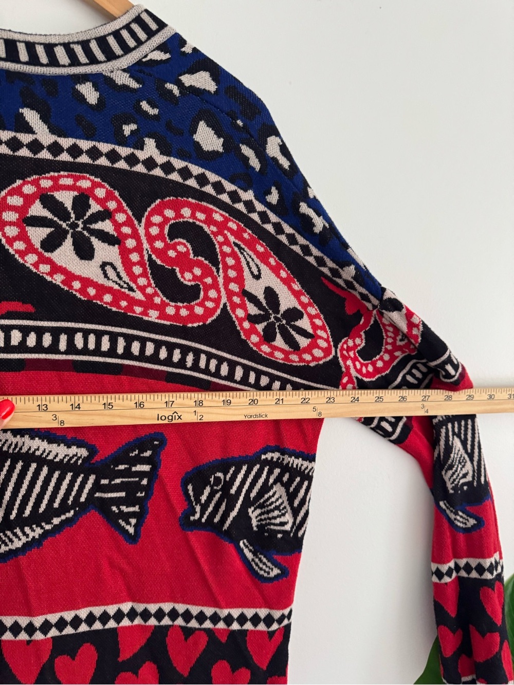 FARM Rio Red, Black & Blue Patterned Open-Front Cardigan - Picture 9 of 9